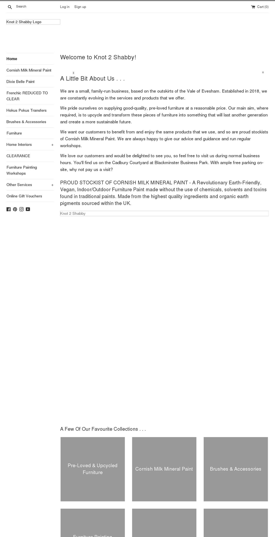 knot2shabby.co.uk shopify website screenshot