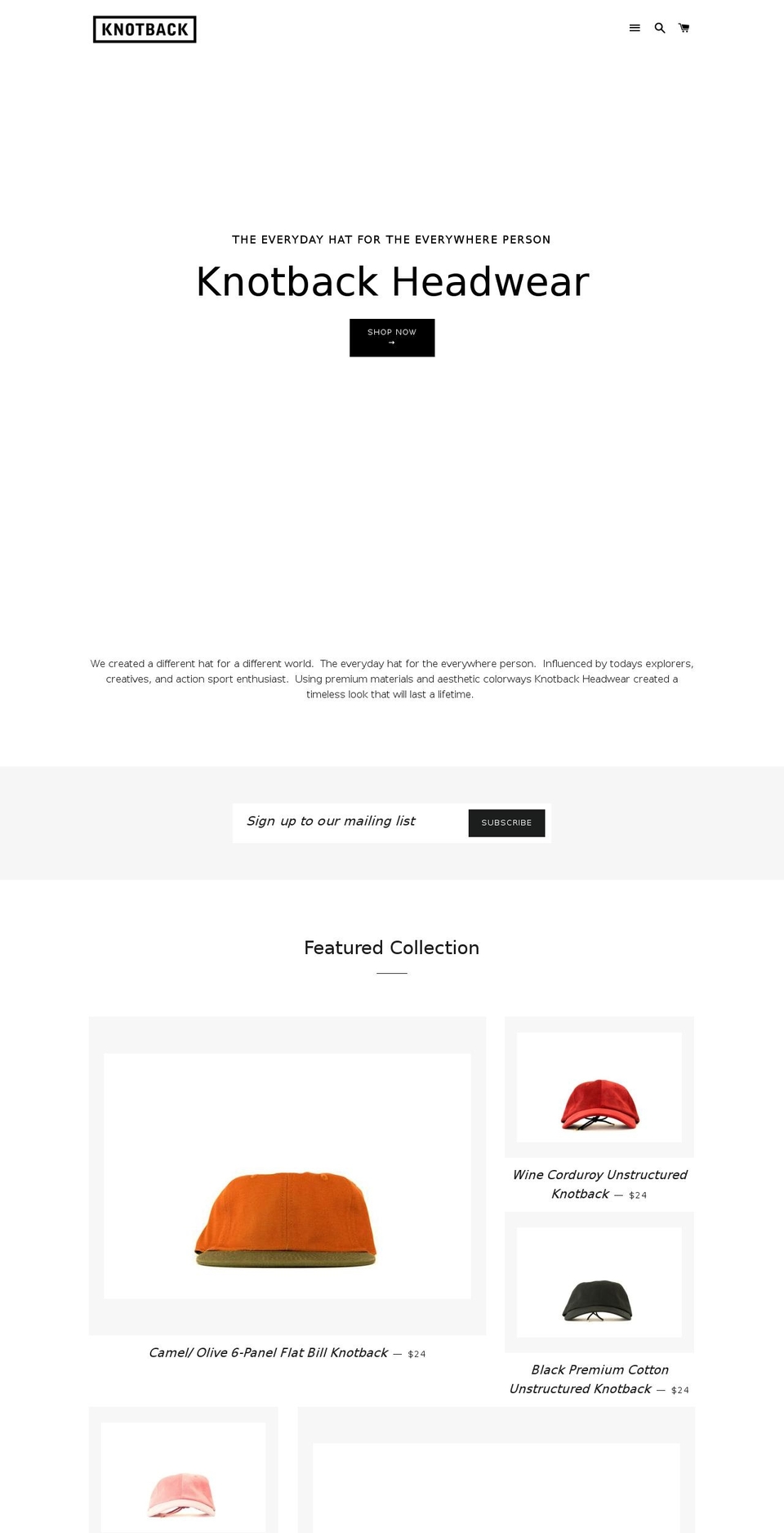knotback.com — Shopify storefront screenshot
