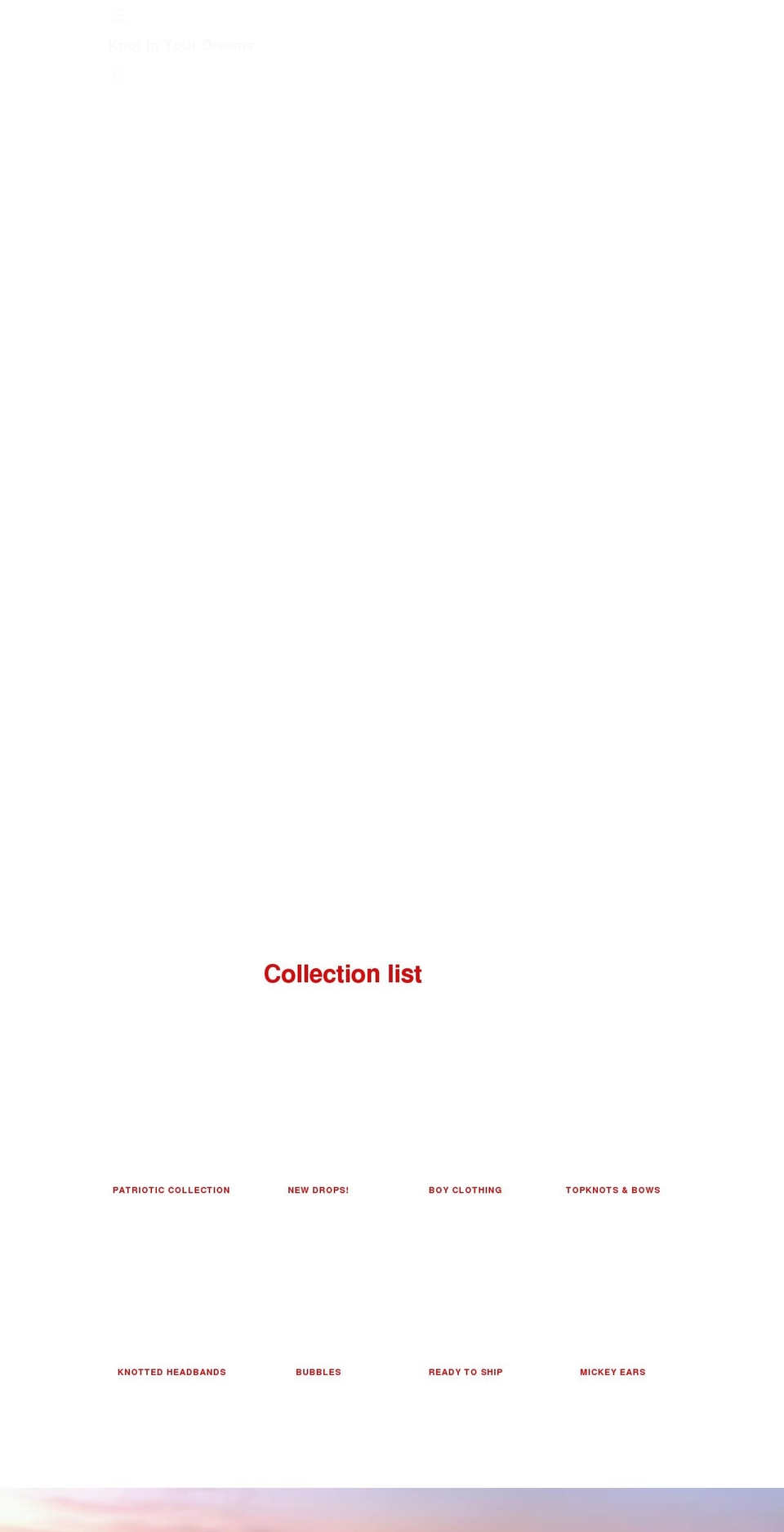 knotinyourdreams.com shopify website screenshot