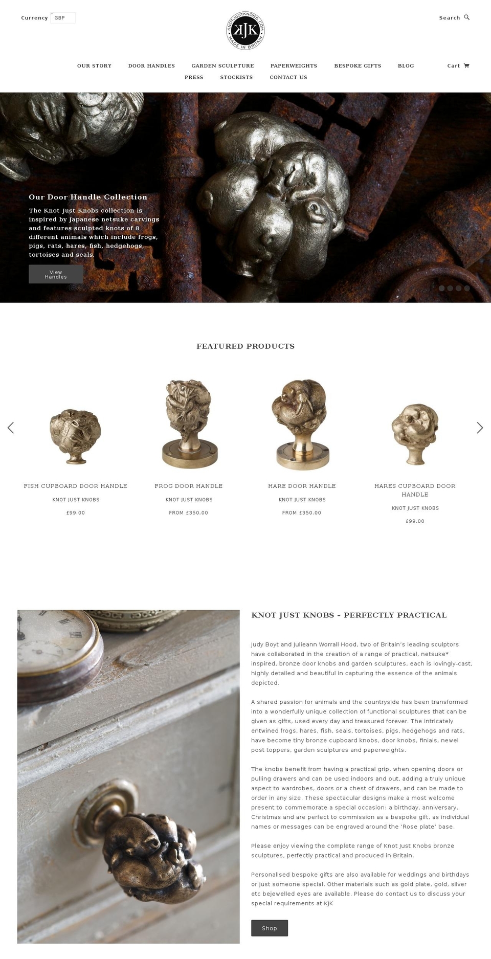 knotjustknobs.com — Shopify storefront screenshot
