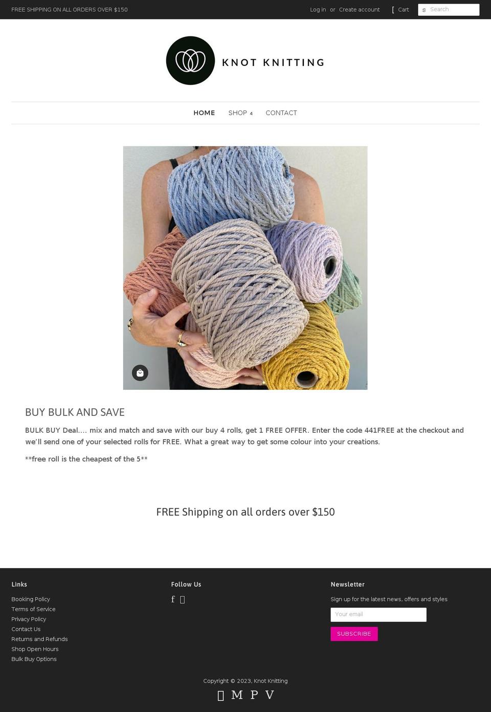 knotknitting.com.au shopify website screenshot