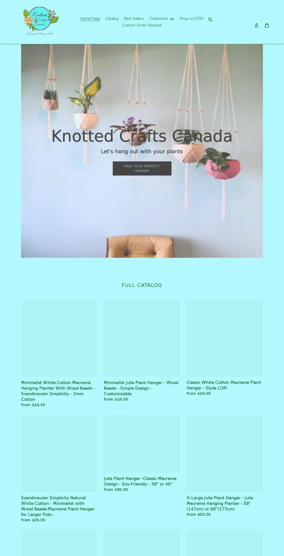 knottedcraftscanada.com shopify website screenshot