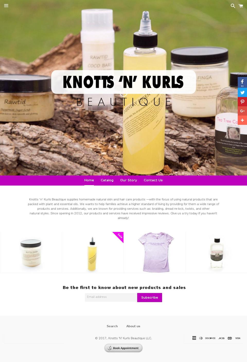 knottsnkurls.com shopify website screenshot