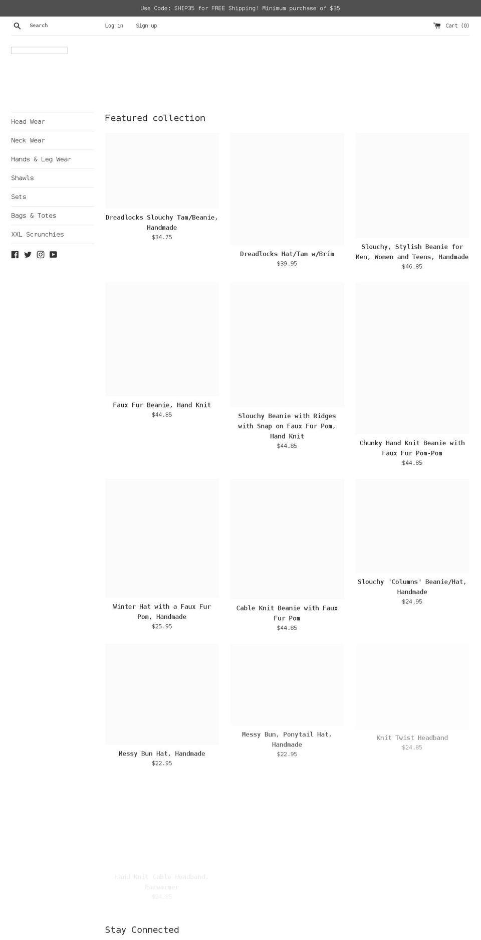 knottyfibersknits.com shopify website screenshot