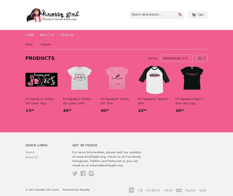 knottygirlestore.org shopify website screenshot