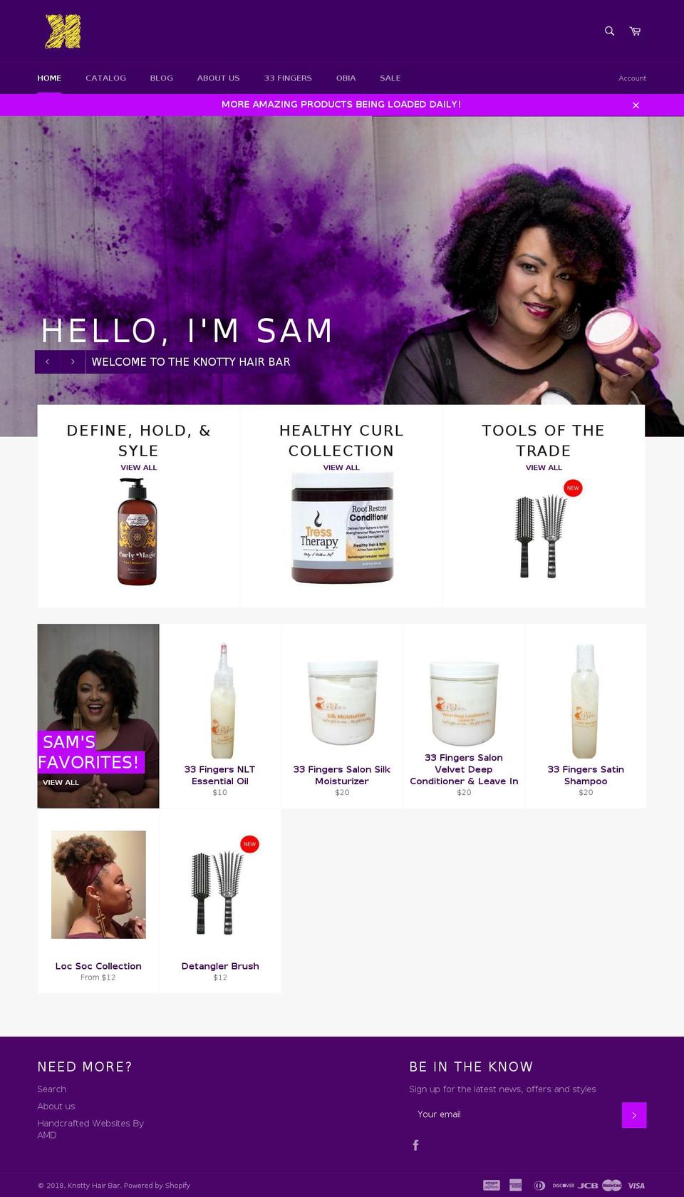 knottyhairbar.com — Shopify storefront screenshot