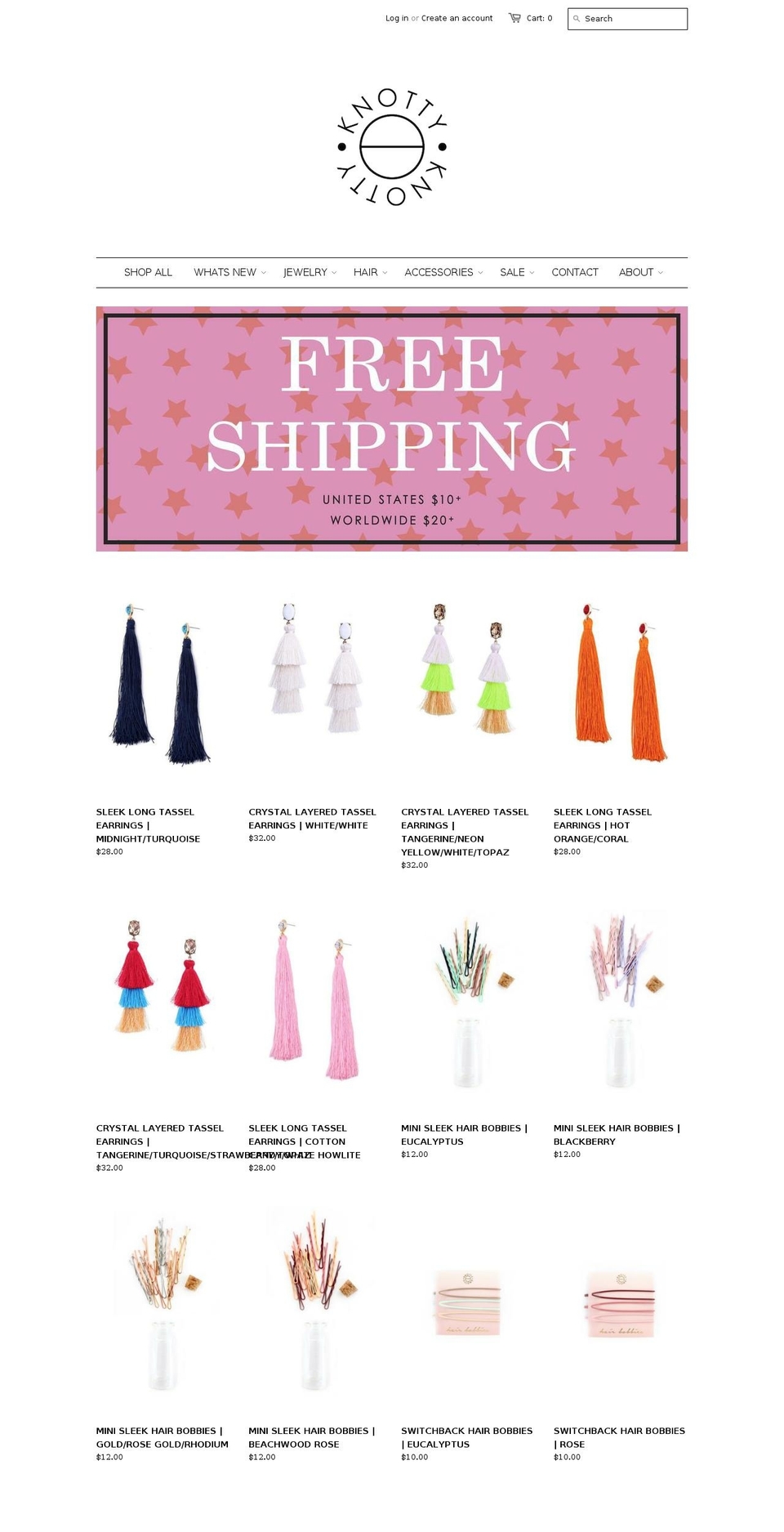 knottyhairties.com shopify website screenshot