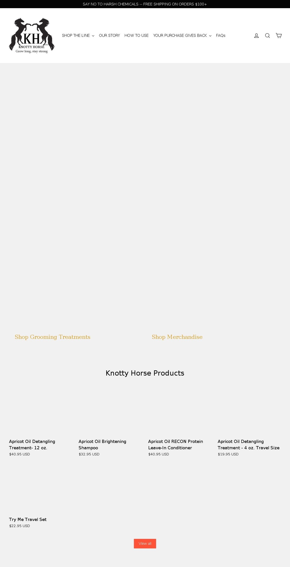 knottyhorseproducts.com shopify website screenshot
