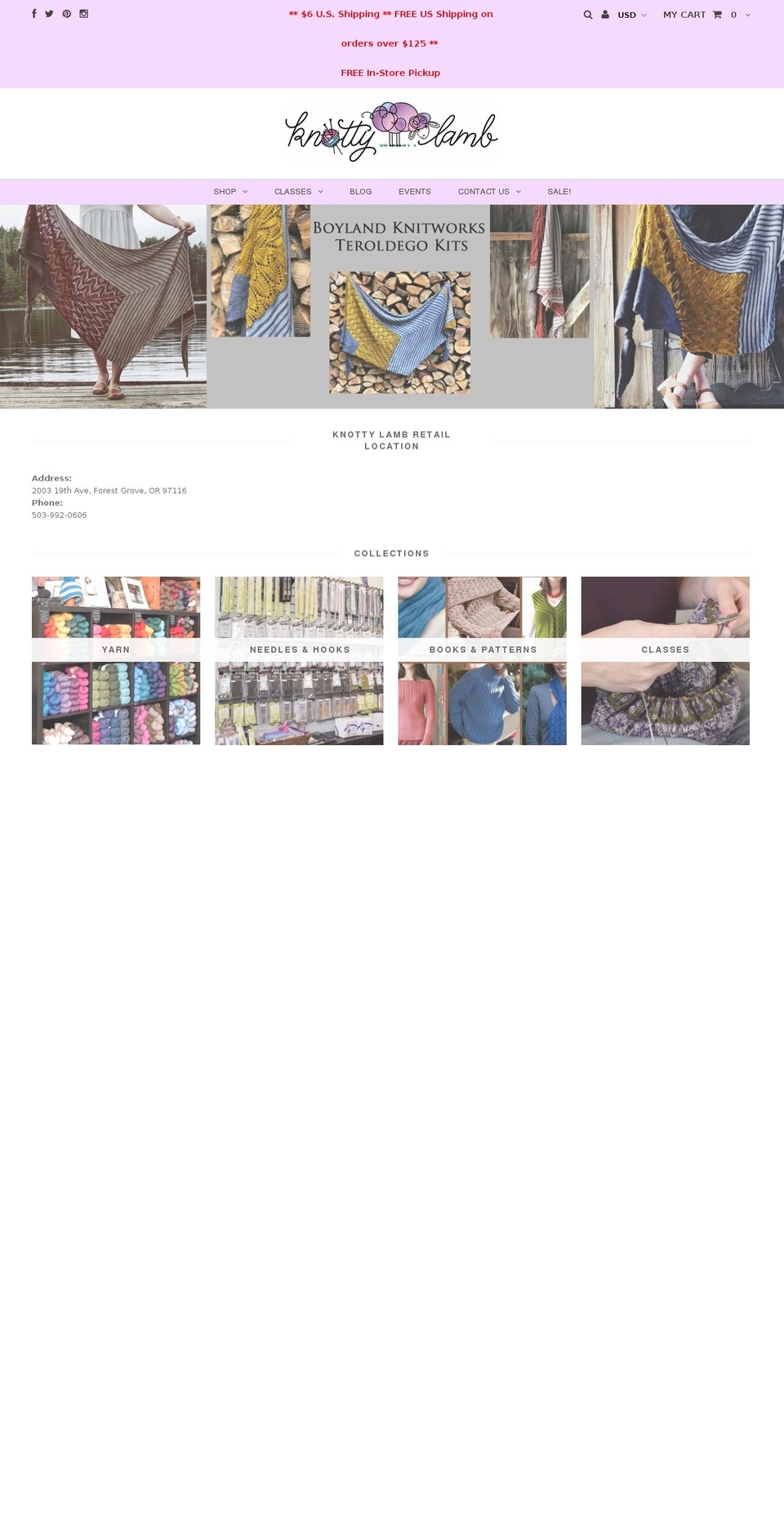 knottylambyarn.com — Shopify storefront screenshot