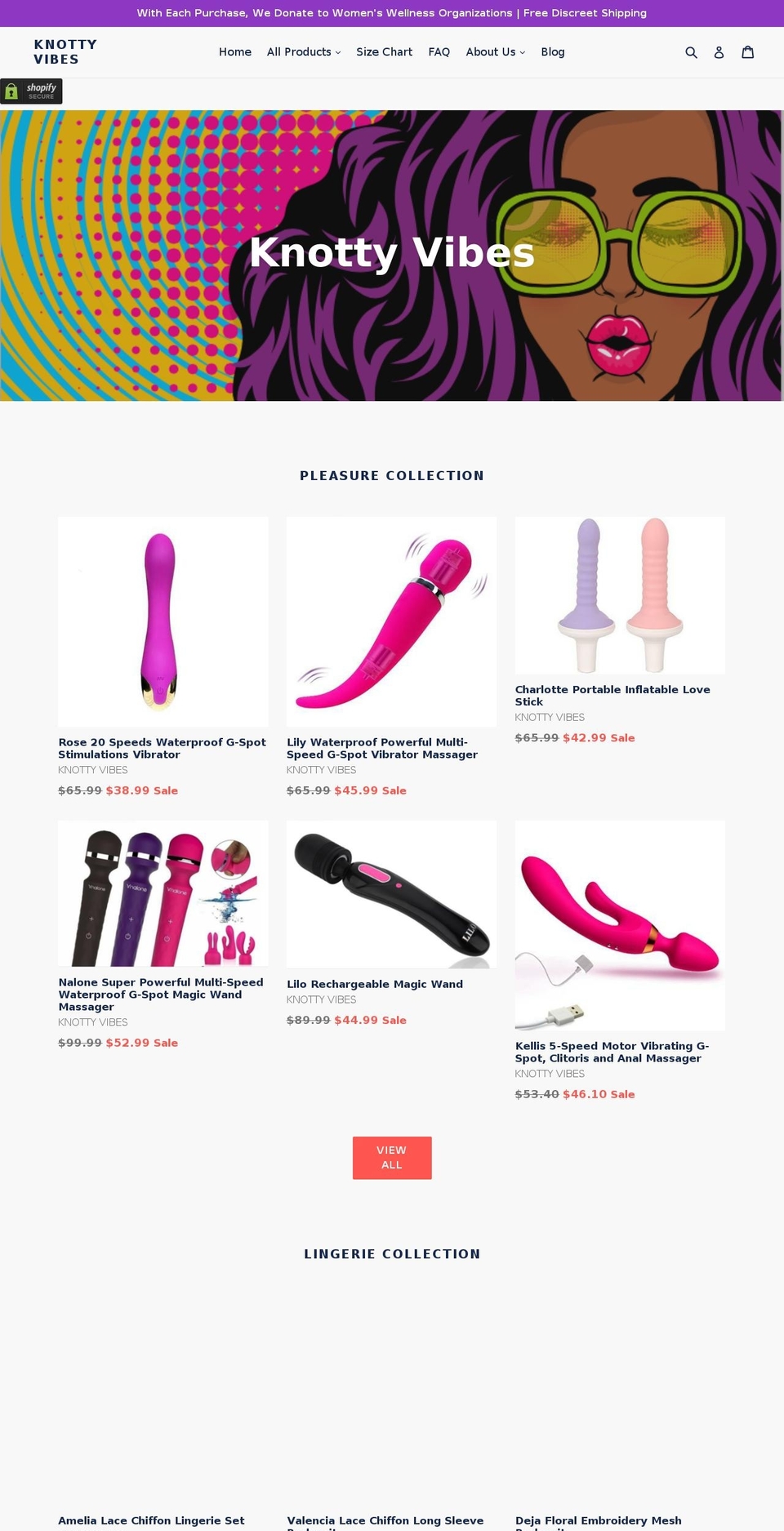 knottyvibes.com shopify website screenshot
