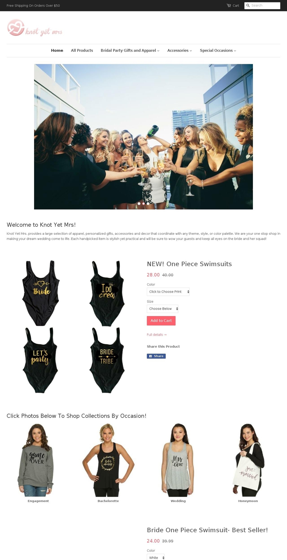 knotyetmrs.com — Shopify storefront screenshot