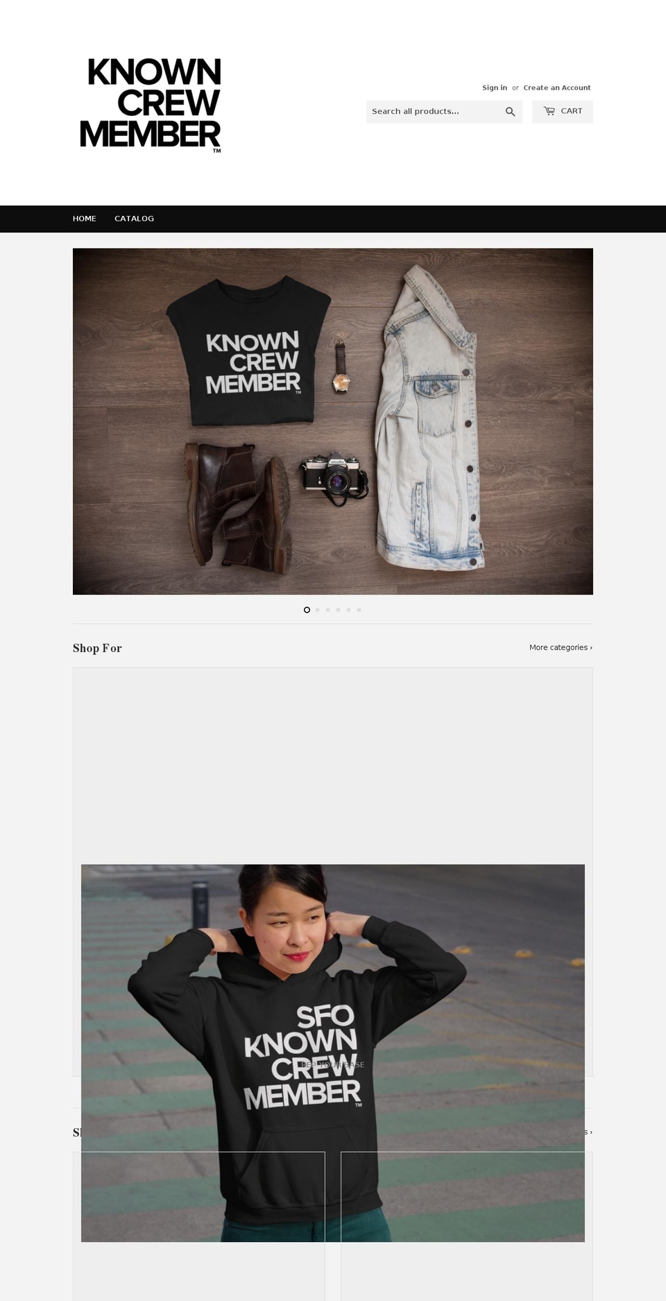 knowncrewmember.clothing shopify website screenshot