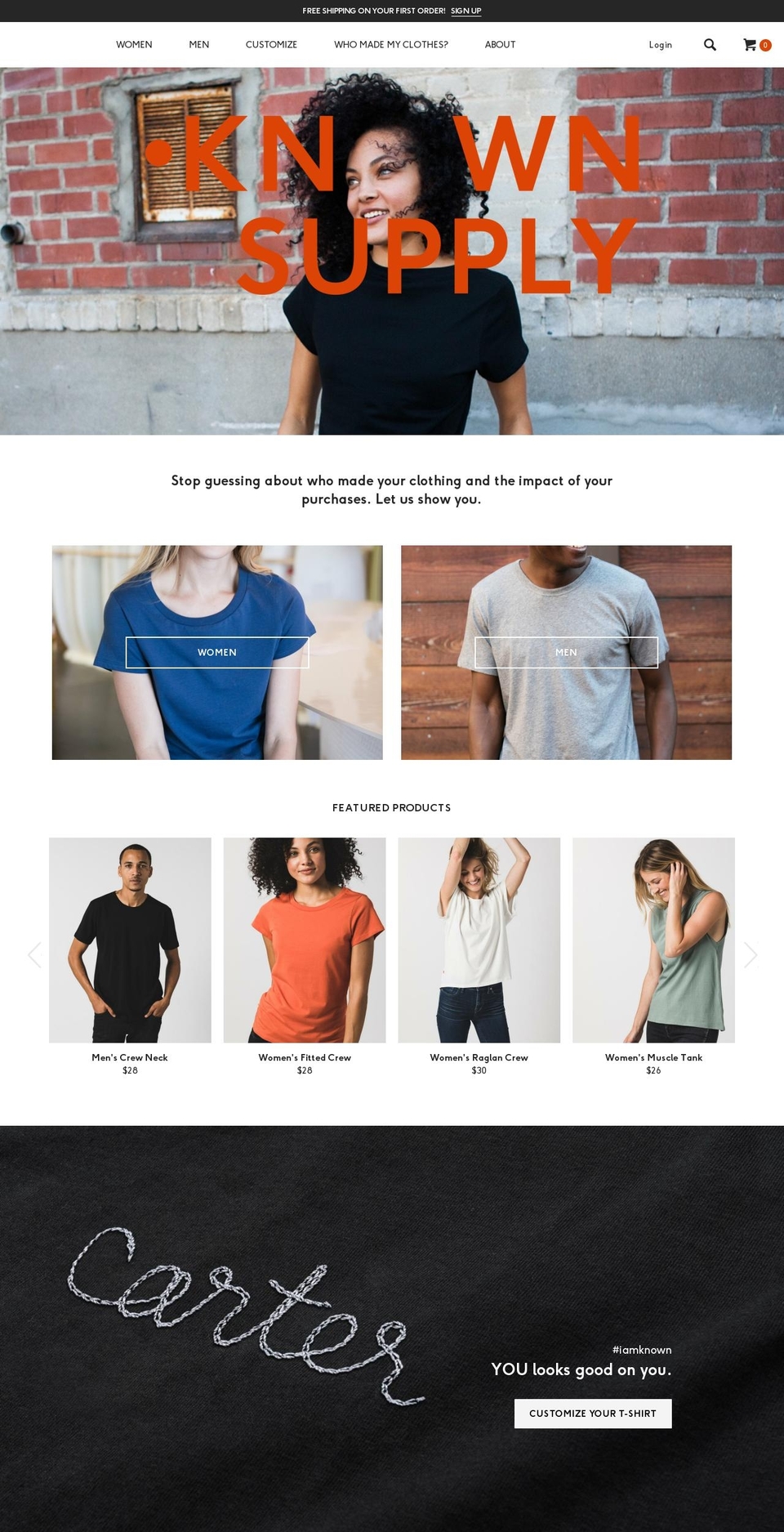 knownsupply.org shopify website screenshot