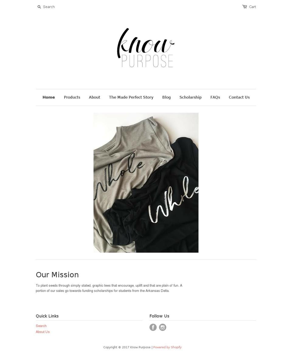 knowpurpose.com shopify website screenshot