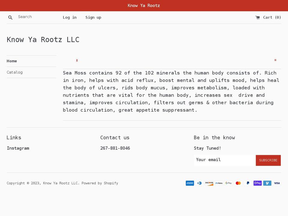 knowyarootzllc.com shopify website screenshot