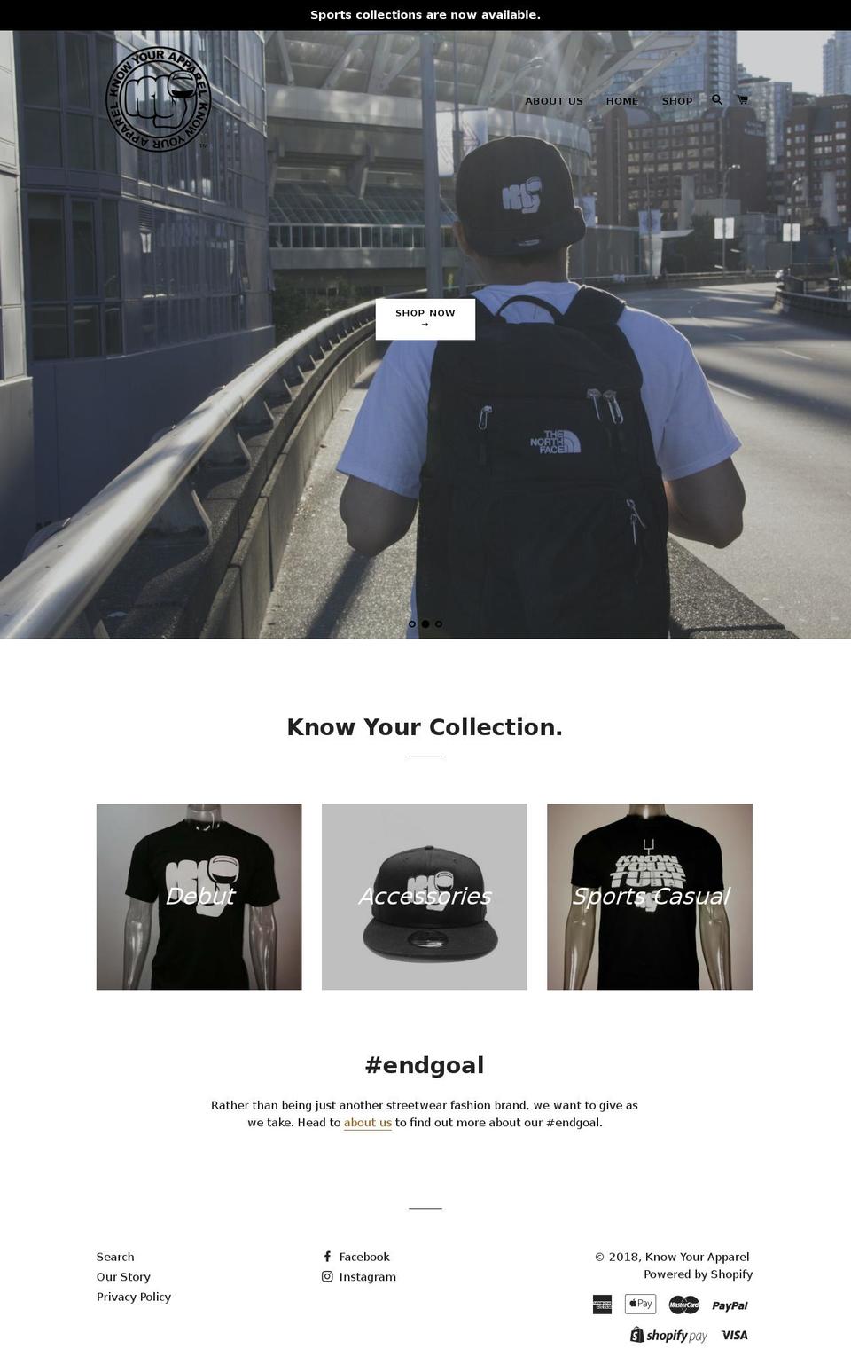 knowyourapparel.com — Shopify storefront screenshot