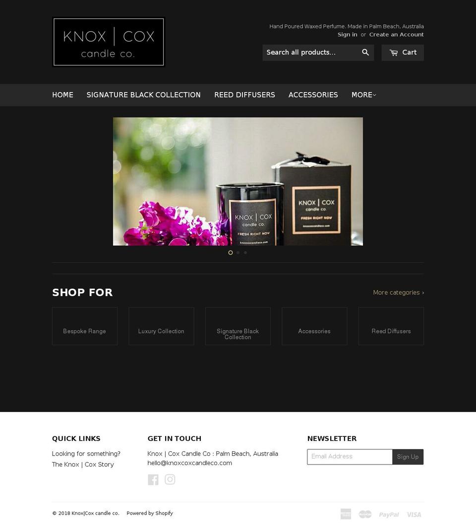 knoxcoxcandleco.com — Shopify storefront screenshot