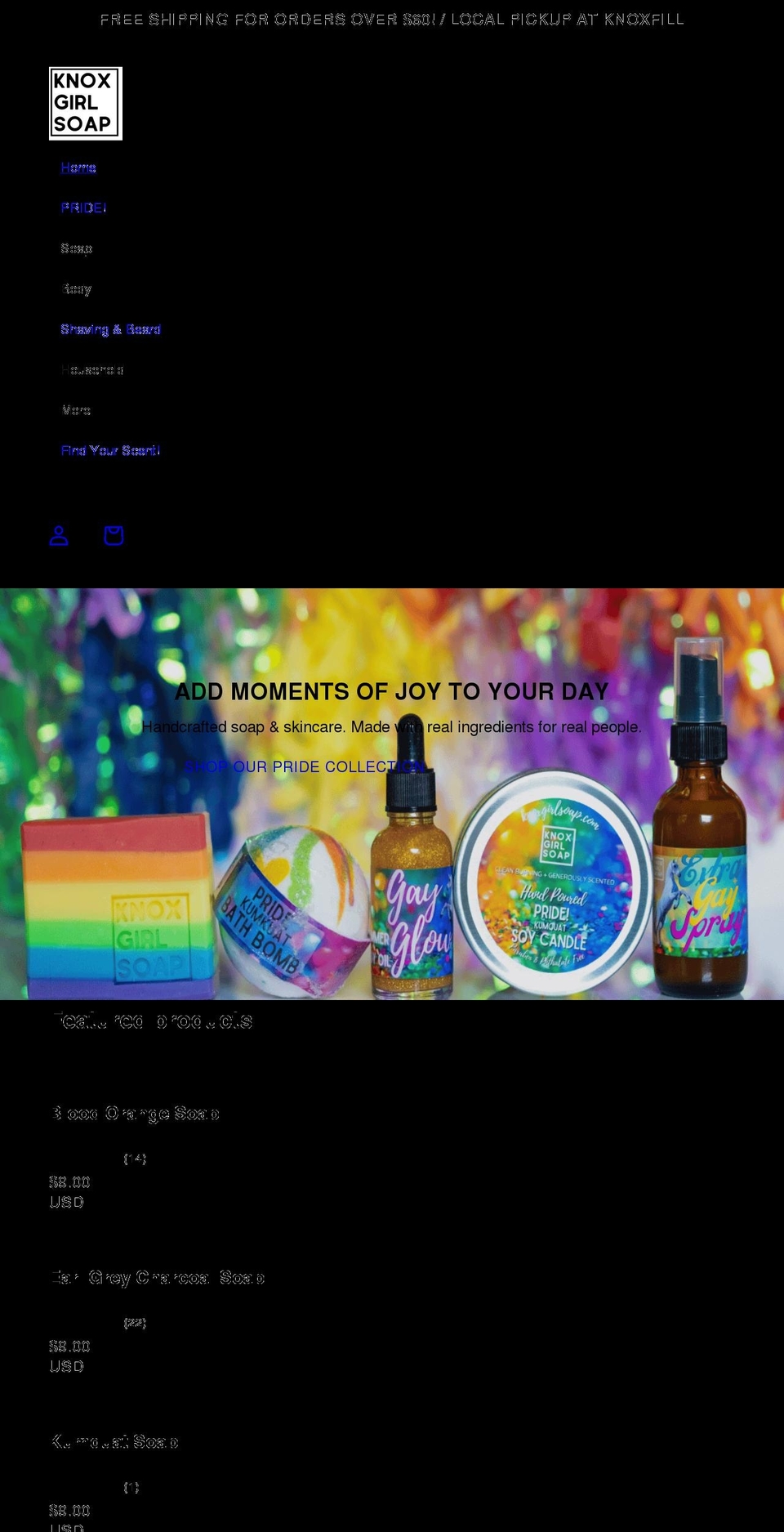 knoxgirlsoap.com shopify website screenshot