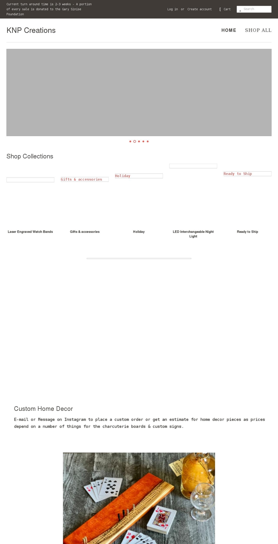 knpcreations.com shopify website screenshot
