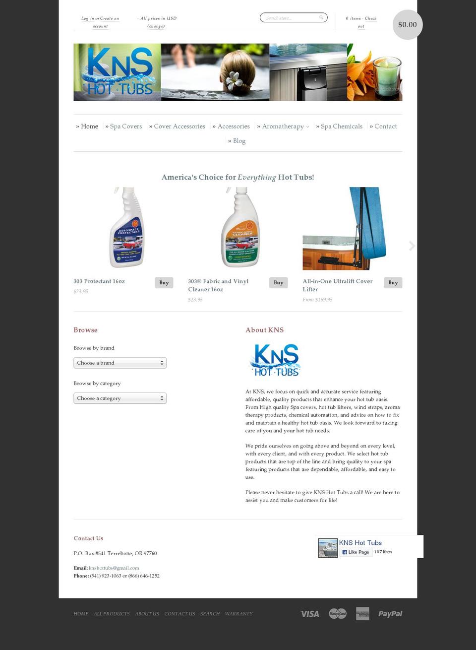 knshottubs.com shopify website screenshot
