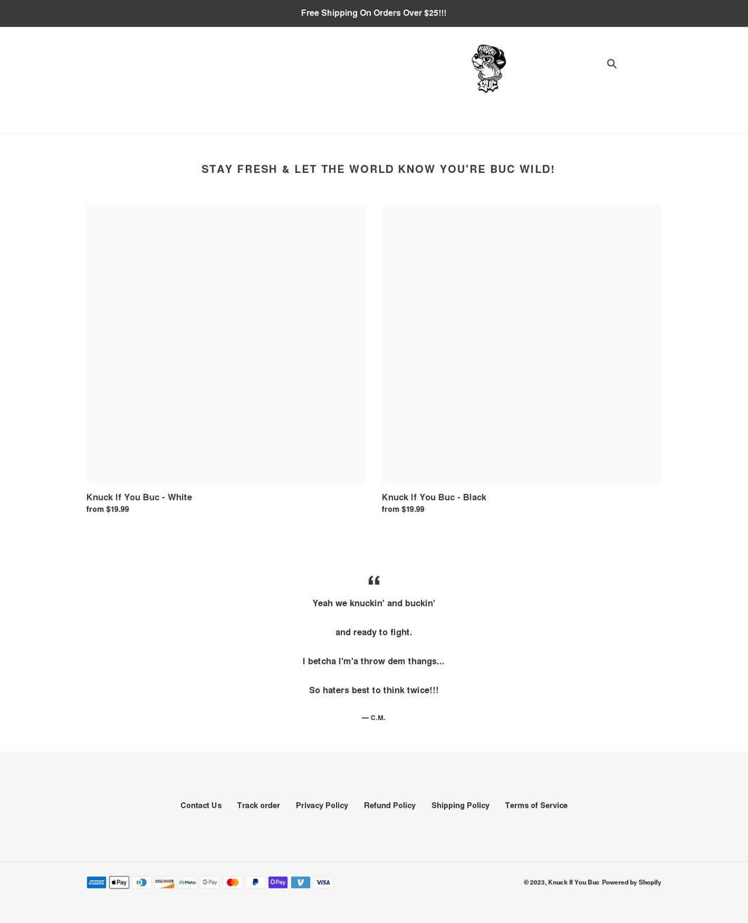 knuckifyoubuc.com shopify website screenshot