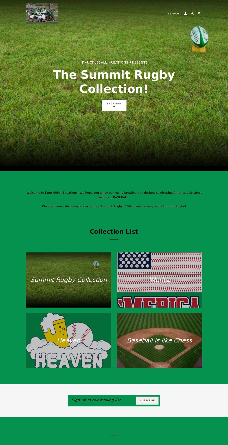 knuckleballkreations.com — Shopify storefront screenshot