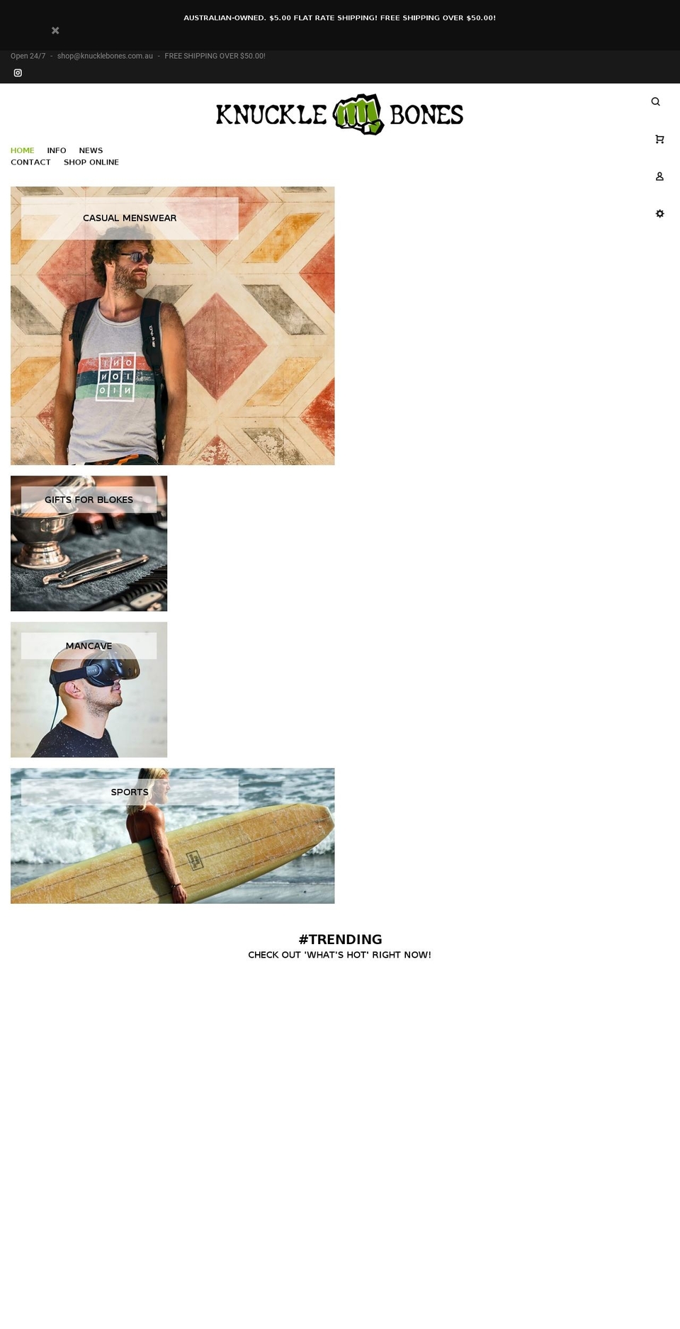 knucklebones.com.au shopify website screenshot