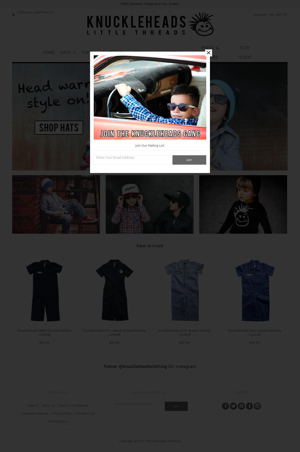 knuckleheadsclothing.com shopify website screenshot
