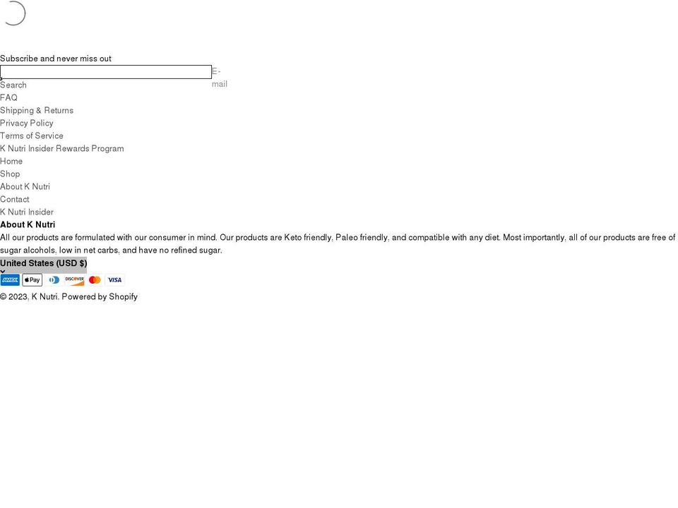 knutri.com shopify website screenshot