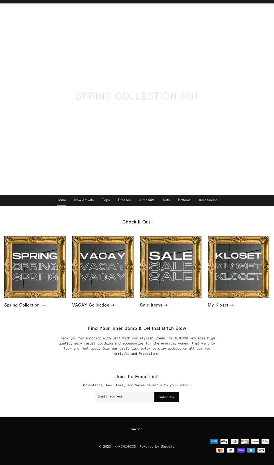 knxcklxhxxd.com shopify website screenshot