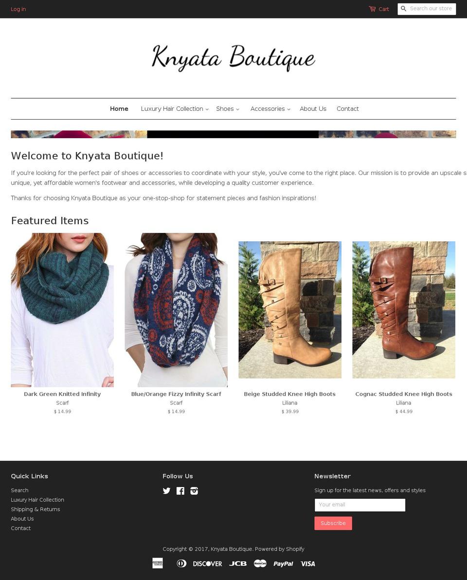 knyataboutique.com shopify website screenshot