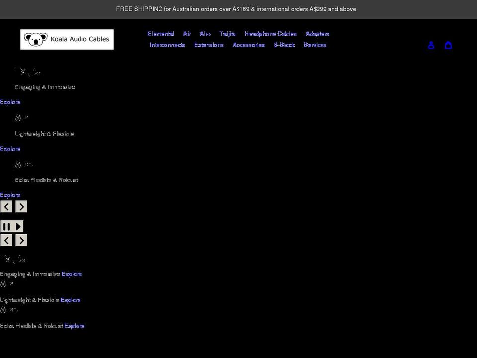 koalaaudiocables.com shopify website screenshot