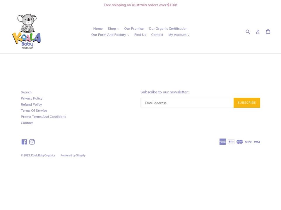 koalababyorganics.net shopify website screenshot
