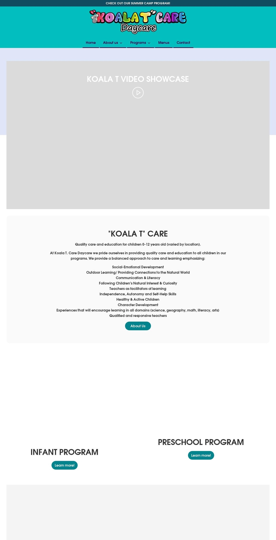 koalatcaredaycare.com shopify website screenshot