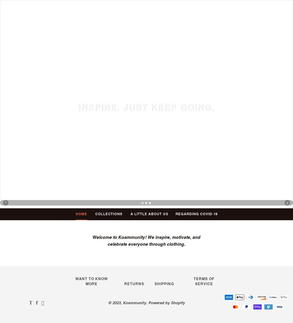 koammunity.com shopify website screenshot