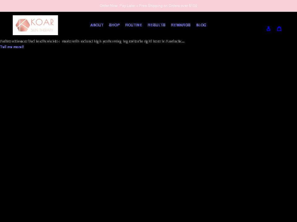 koarskintherapy.com.au shopify website screenshot