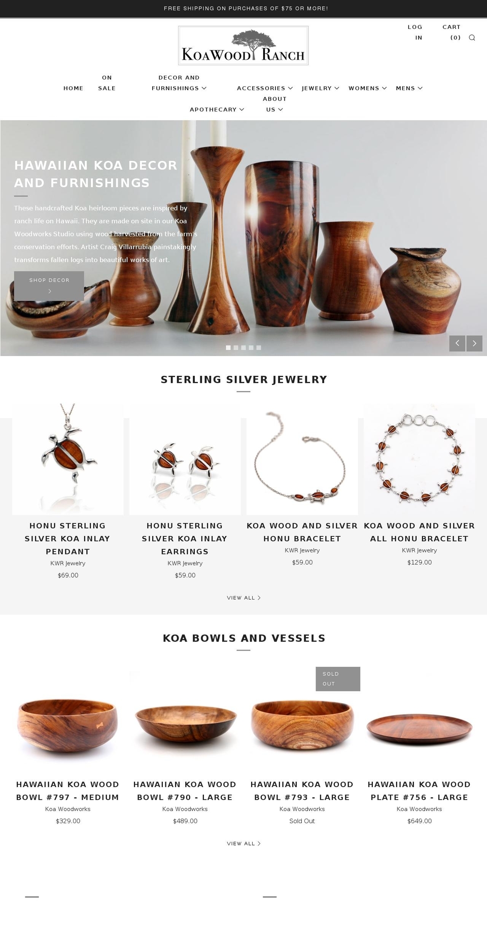 koawoodranch.com — Shopify storefront screenshot