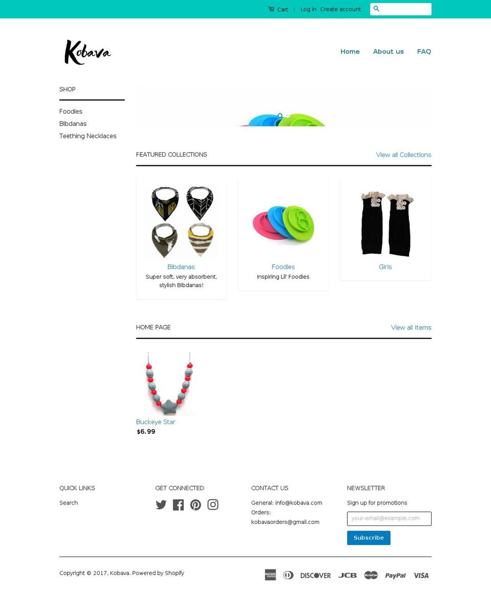 kobava.com shopify website screenshot