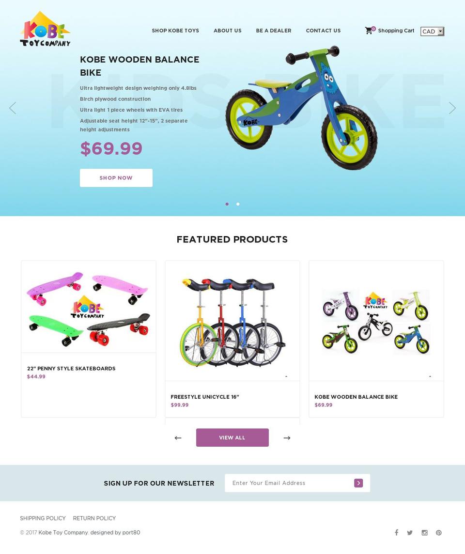 kobetoys.ca shopify website screenshot