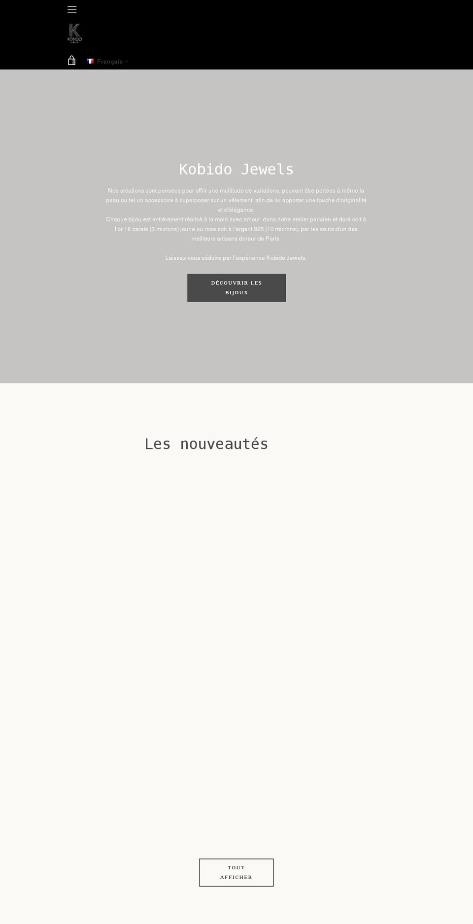 kobidojewels.com shopify website screenshot