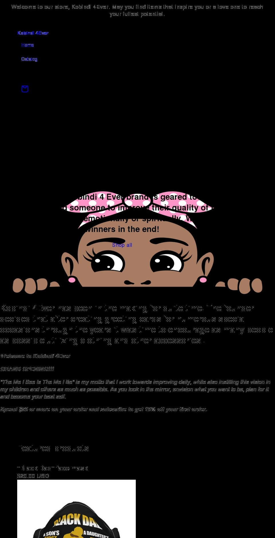 kobindi4ever.com shopify website screenshot