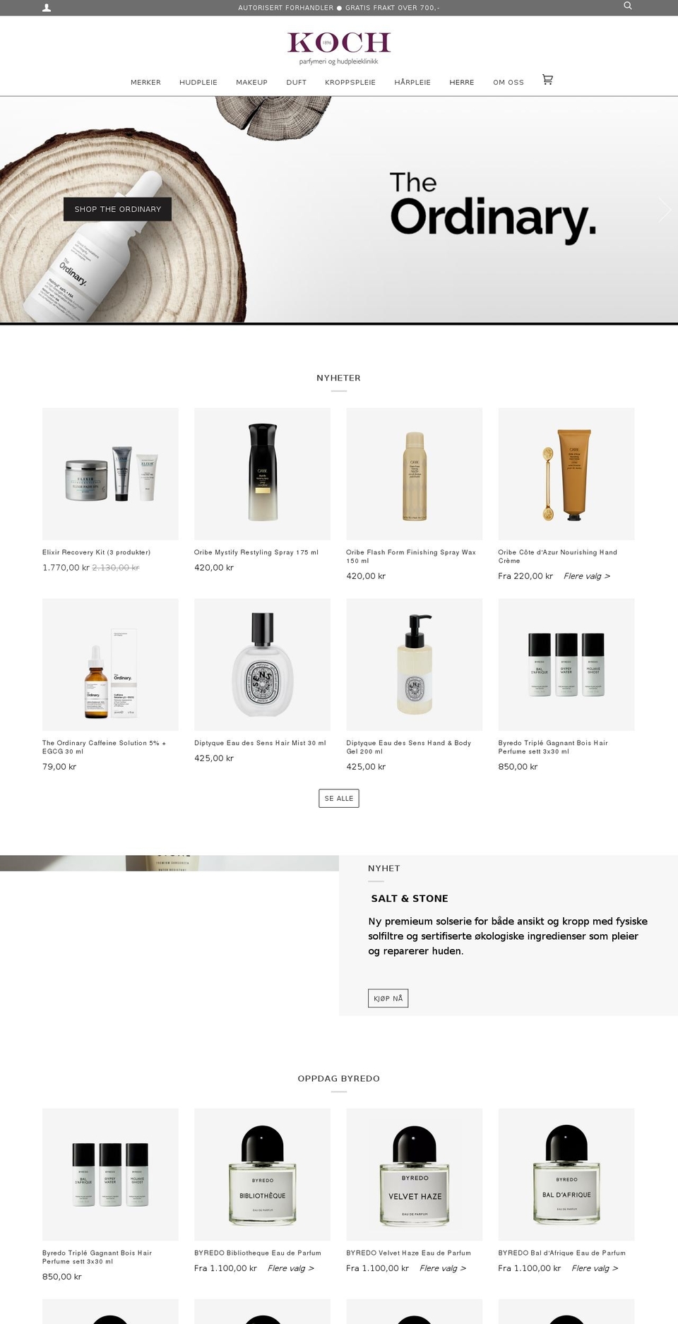 kochparfymeri.no shopify website screenshot