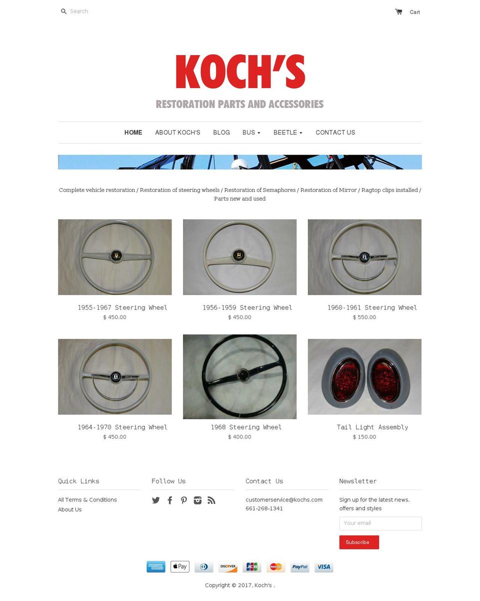 kochs.com shopify website screenshot