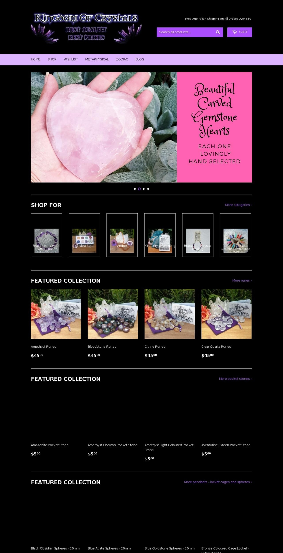 kocrystals.com.au shopify website screenshot