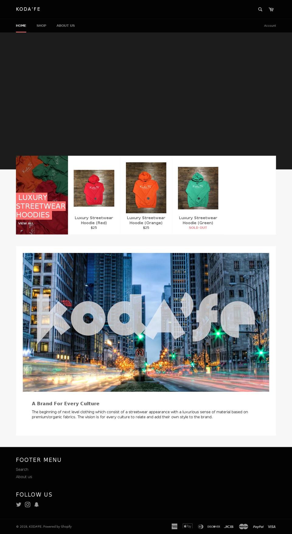 kodafeapparel.com shopify website screenshot
