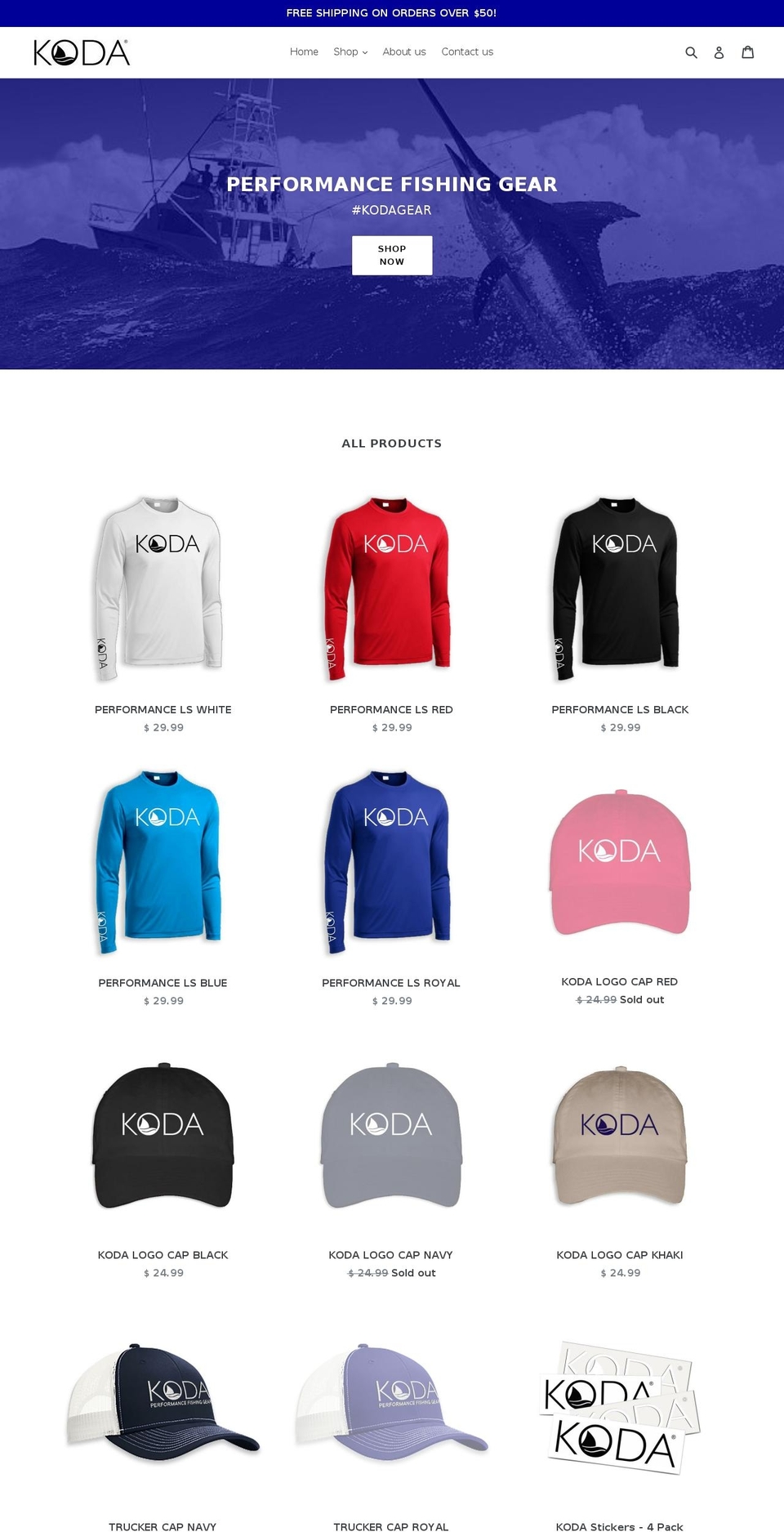 kodagearshop.com — Shopify storefront screenshot