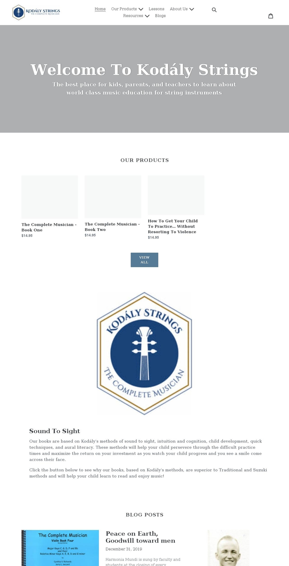 kodalystrings.com shopify website screenshot