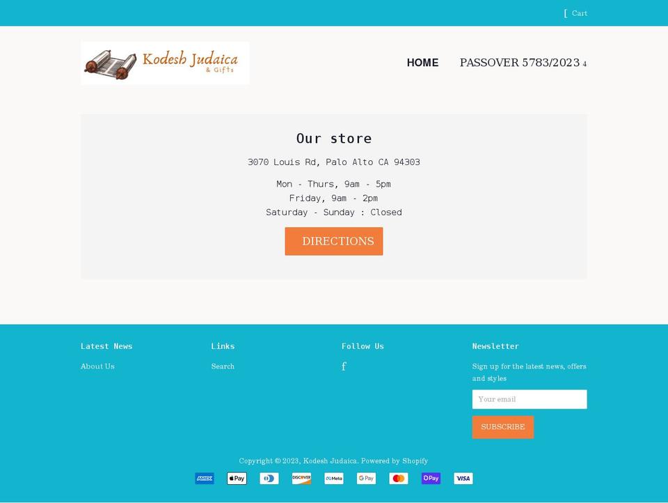 kodeshjudaica.com shopify website screenshot