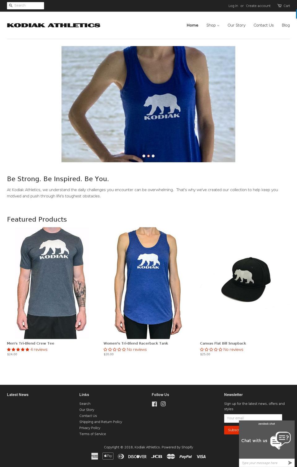 kodiakathletics.com — Shopify storefront screenshot