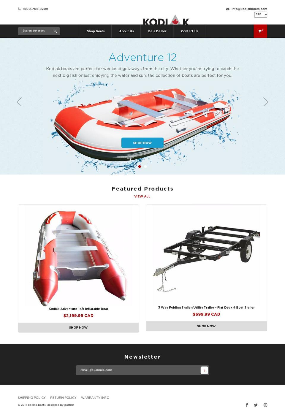 timber-2-2-0 Shopify theme site example kodiakboats.com